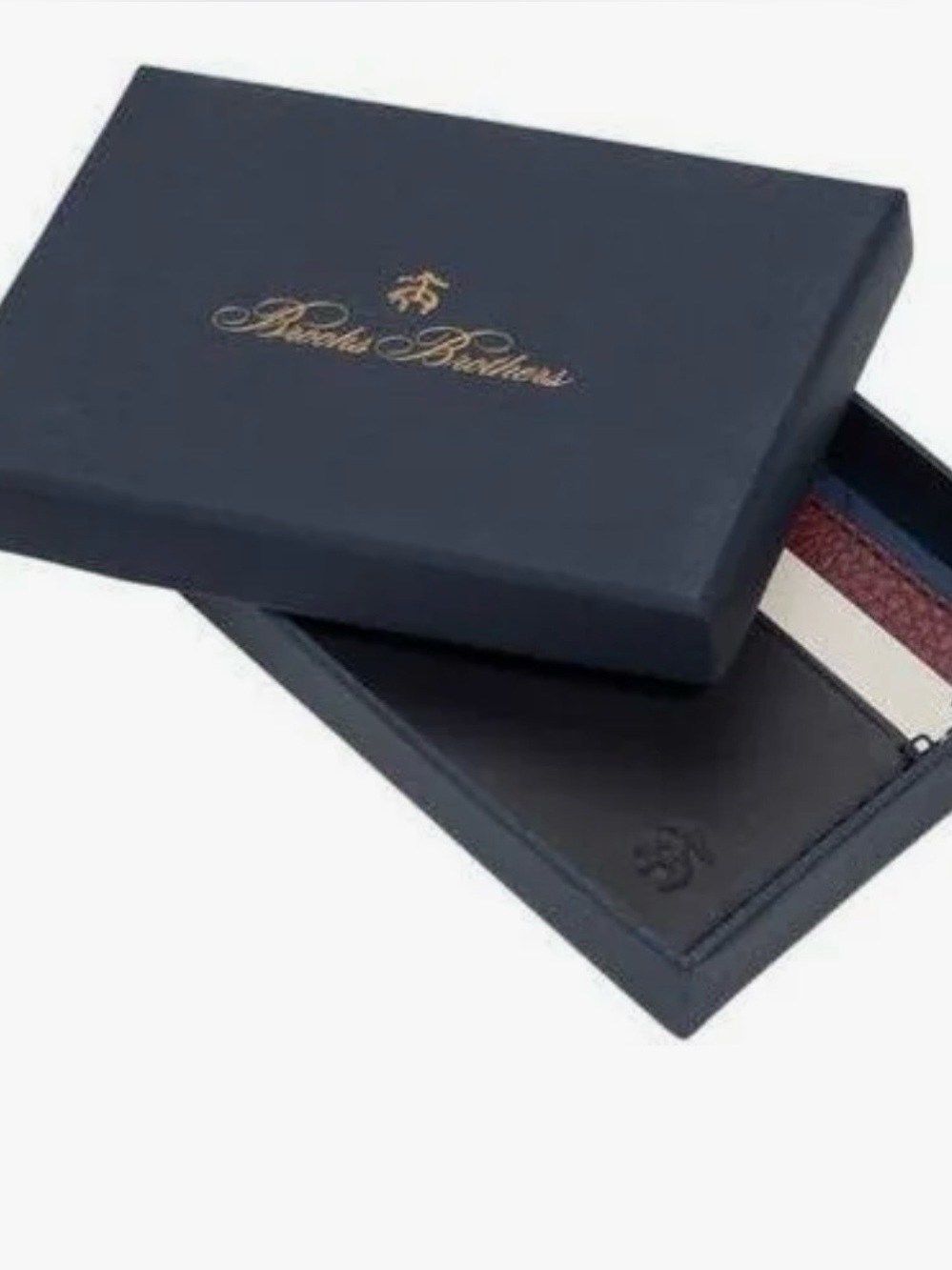NEW Men’s Brooks Brothers Navy Blue Textured Leather Card Case/Wallet - Picture 2 of 7